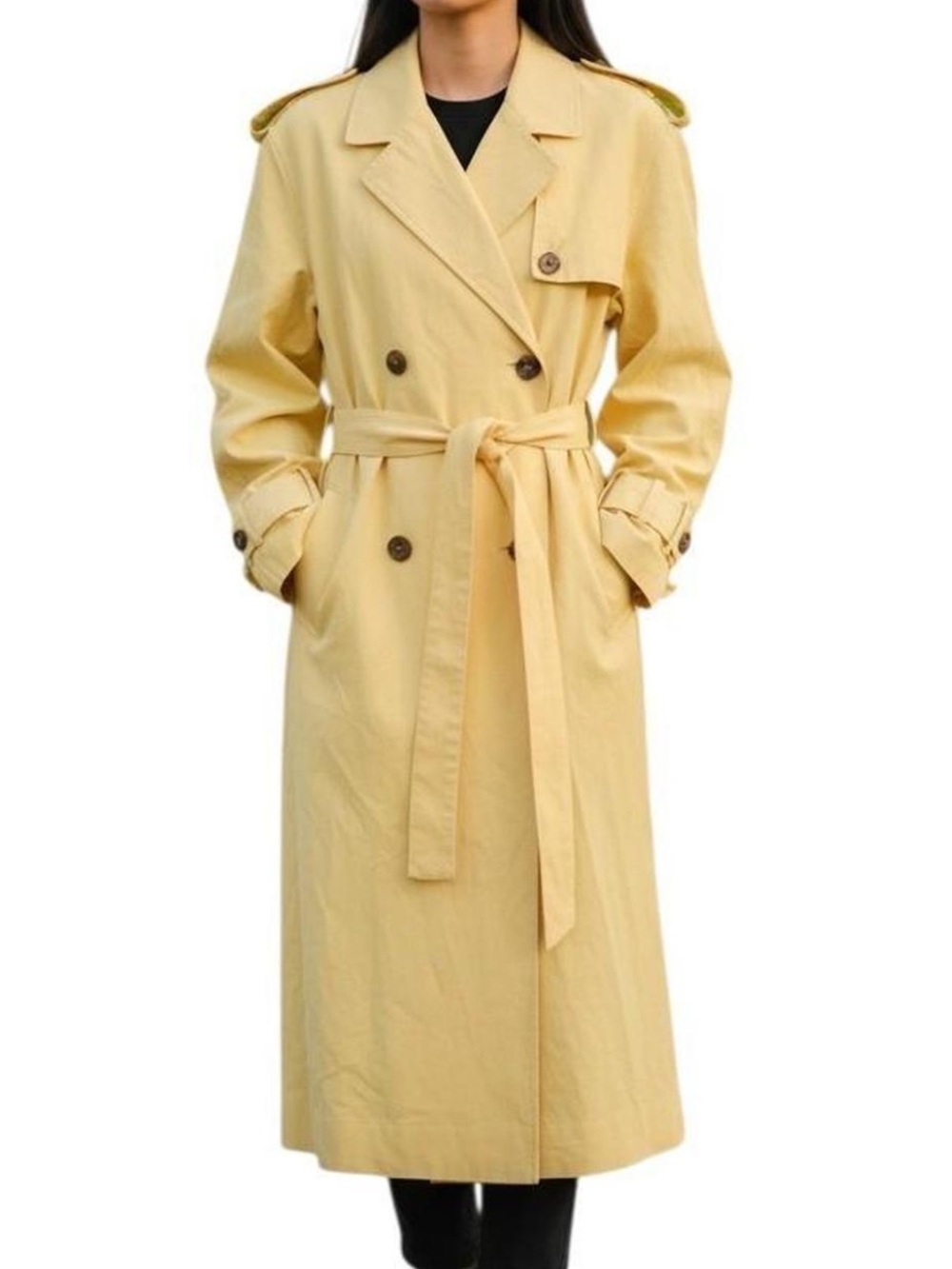 A New Day Classic Women's Double-Breasted Linen Trench Coat